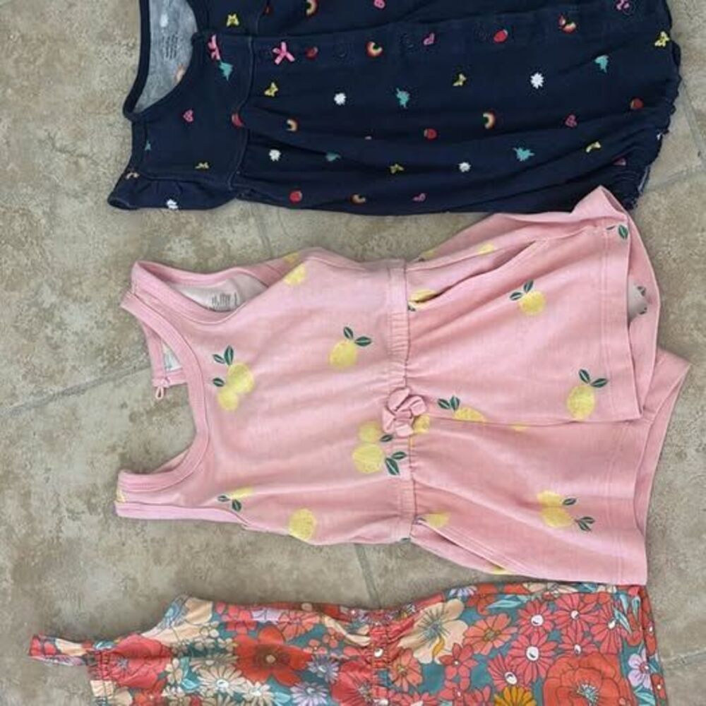 Set of 3 Baby Girl Rompers - Floral, Lemon, and Fruit Patterns
